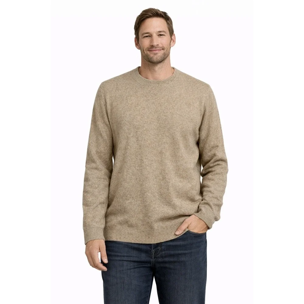 Brax Crew Neck Sweater‎ Mens L Tan Marl  Rick Long Sleeve Knit Pullover Luxury